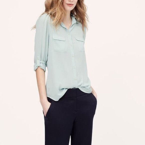 LOFT Utility Blouse in Mint Green - Picture 2 of 5